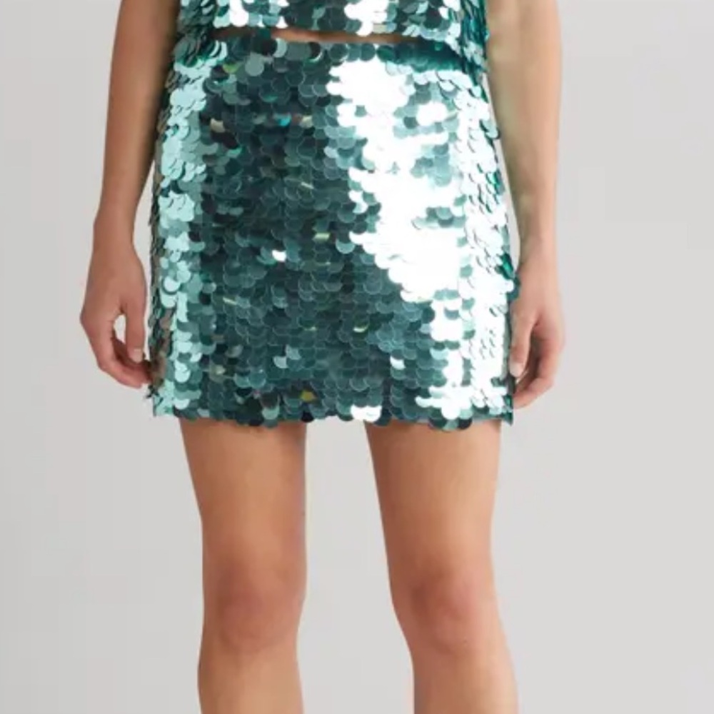 Walter Baker Green Sequin Mini Skirt